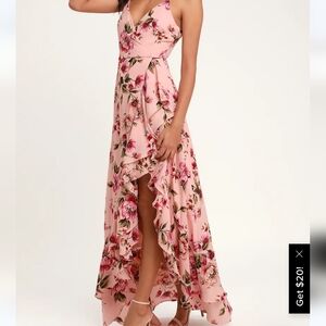 Bodacious Bella Blush Pink Floral Print Maxi Dress size medium nwt